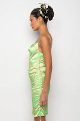 ALL ABOUT THE CHAINS SATIN MINI DRESS