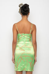 ALL ABOUT THE CHAINS SATIN MINI DRESS