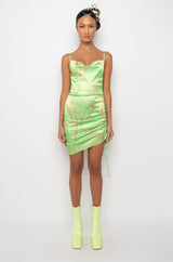 ALL ABOUT THE CHAINS SATIN MINI DRESS