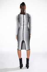 ALL AN ILLUSION LONG SLEEVE MIDI DRESS