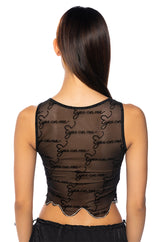 ALL EYES ON ME FLOCKED MESH TANK