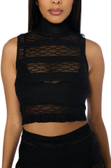 ALL I HAVE LEFT SLEEVELESS MOCK NECK LACE TANK