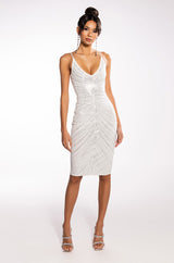 ALL IN ALL OVER RHINESTONE MIDI DRESS