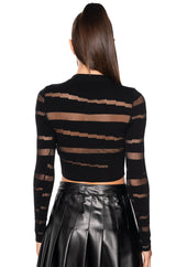 ALL IN LONG SLEEVE MOCK NECK KNIT SWEATER