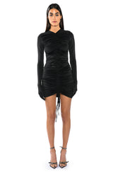 STASSIE RUCHED BODYCON GLOVED MINI DRESS