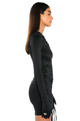 STASSIE RUCHED BODYCON GLOVED MINI DRESS