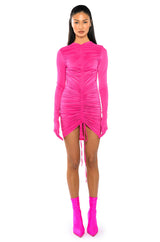 STASSIE RUCHED BODYCON GLOVED MINI DRESS