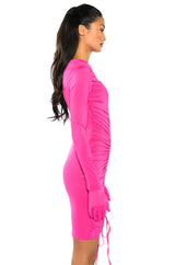 STASSIE RUCHED BODYCON GLOVED MINI DRESS