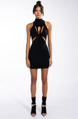 ALL THE CUTOUTS RIBBED MINI DRESS
