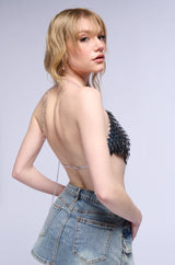 ALL THE GLAMOUR SLEEVELESS CHAIN BRA TOP