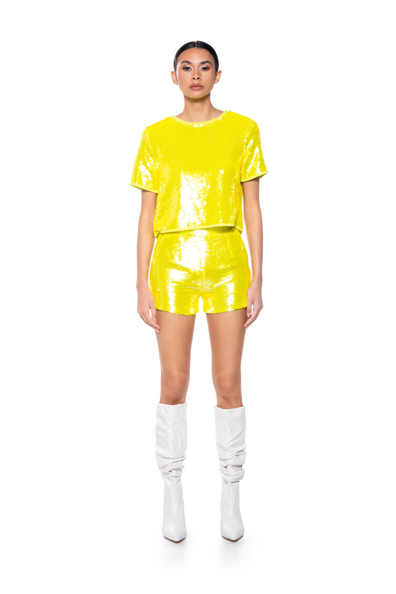 ALL UP IN MY MIND SEQUIN SHORT SLEEVE SHIRT
