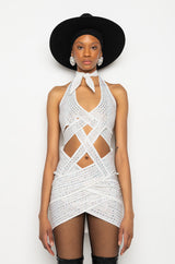 ALL WRAPPED UP RHINESTONE MINI DRESS