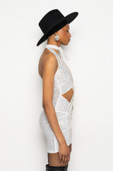 ALL WRAPPED UP RHINESTONE MINI DRESS