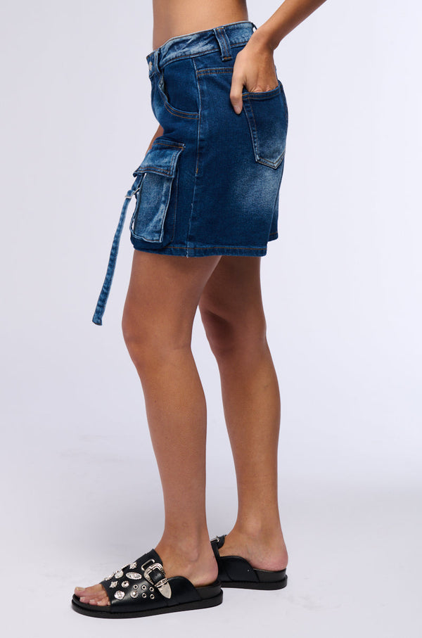 ALONE AGAIN DENIM CARGO SHORT