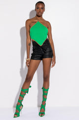 ALPHA HIGH RISE PLEATHER SHORTS