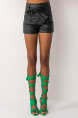 ALPHA HIGH RISE PLEATHER SHORTS