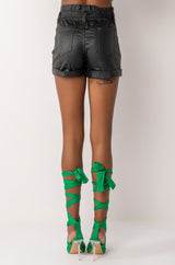 ALPHA HIGH RISE PLEATHER SHORTS
