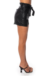 ALPHA HIGH RISE PLEATHER SHORTS