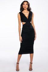 ALWAYS A SLAY THIS WAY LOW V NECK MIDI DRESS