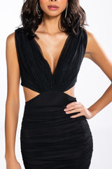ALWAYS A SLAY THIS WAY LOW V NECK MIDI DRESS