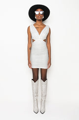 ALWAYS A SLAY THIS WAY LOW V NECK MINI DRESS