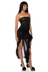 PHOEBE RUFFLE MINI DRESS IN BLACK
