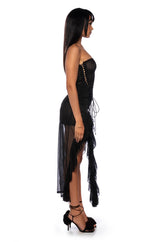 PHOEBE RUFFLE MINI DRESS IN BLACK