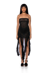 PHOEBE RUFFLE MINI DRESS IN BLACK