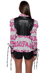 ALWAYS FABULOUS FAUX LEATHER COLLARED BLOUSE