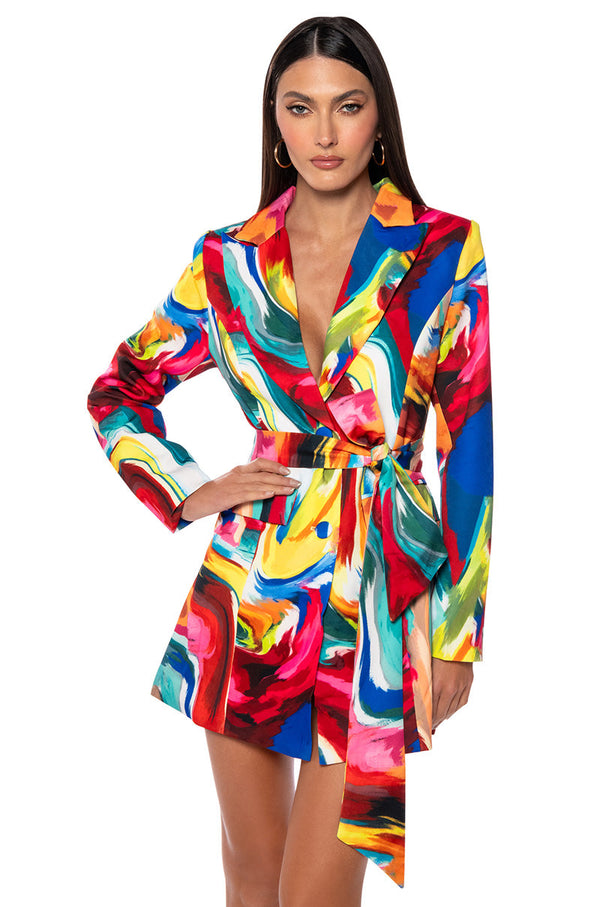 ALWAYS RIGHT BELTED MINI DRESS