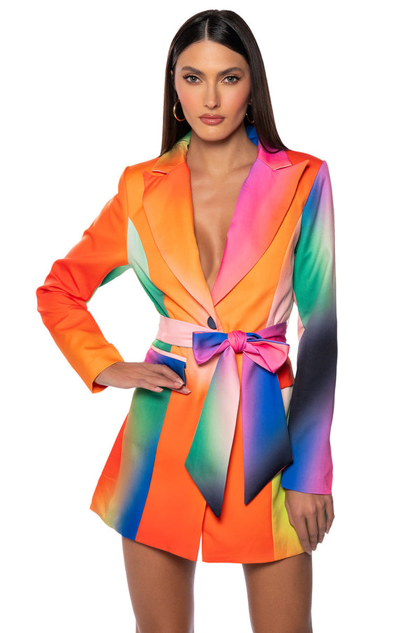 ALWAYS RIGHT BELTED MINI DRESS