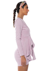 AMARA FAUX SUEDE LONG SLEEVE MINI DRESS