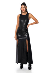 AMELIA FAUX LEATHER SLEEVELESS BODYSUIT