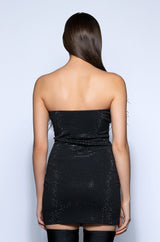 AMI FEATHER DETAILED STRAPLESS MINI DRESS