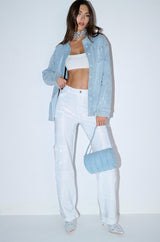 AMMO BONNE SOIREE RHINESTONE CARGO PANTS IN WHITE