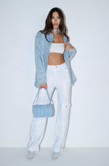 AMMO BONNE SOIREE RHINESTONE CARGO PANTS IN WHITE