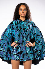 TALKING IN CIRCLES SEQUIN PONCHO DRESS