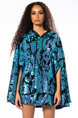 TALKING IN CIRCLES SEQUIN PONCHO DRESS