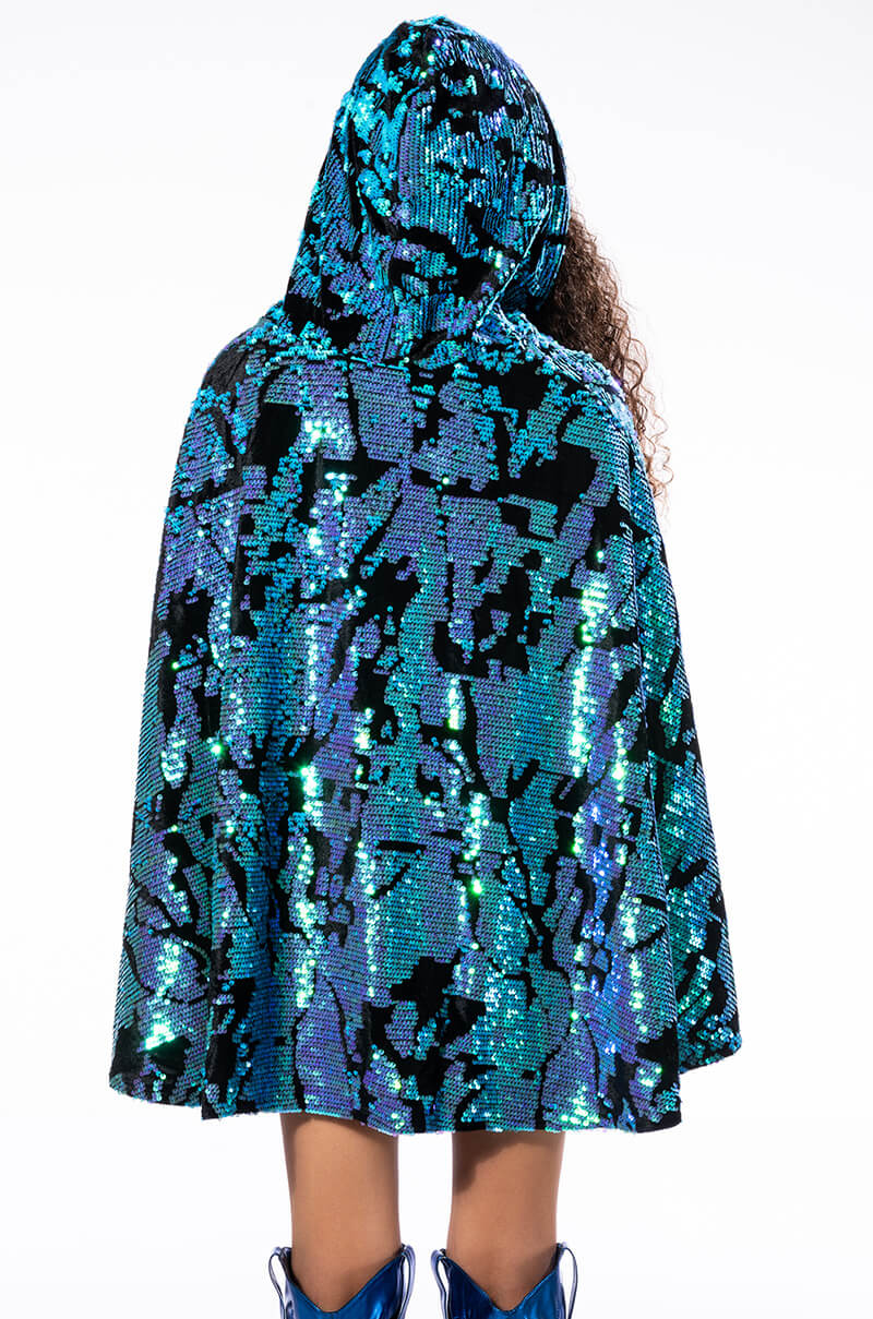 TALKING IN CIRCLES SEQUIN PONCHO DRESS