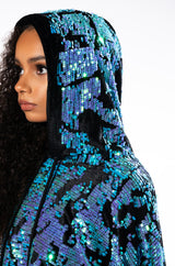 TALKING IN CIRCLES SEQUIN PONCHO DRESS