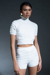 ANGEL ENERGY SHORT SLEEVE TURTLENECK SWEATER TOP