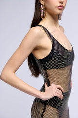 ANGEL RHINESTONE MESH MAXI DRESS