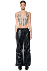 ANIMAL INSTICT HALTER NECK CORSET TOP