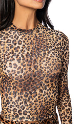 ANIMAL INSTICT MESH LONG SLEEVE BODYSUIT