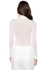 ANNIKA FRINGE DETAIL LONG SLEEVE MESH TOP