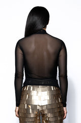 ANNIKA FRINGE DETAIL LONG SLEEVE MESH TOP