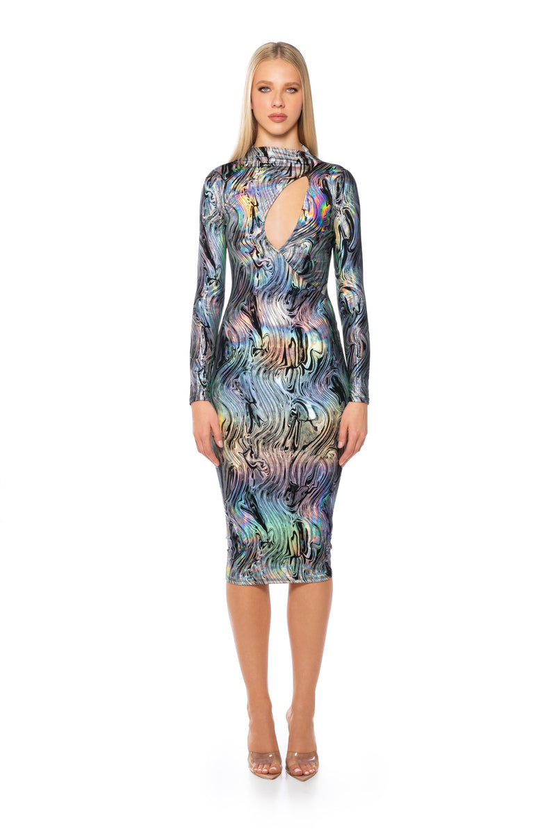 ANOTHER PLANET METALLIC MIDI DRESS
