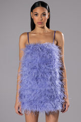 ANYTHING AND EVERYTHING STRAPLESS FEATHER MINI DRESS