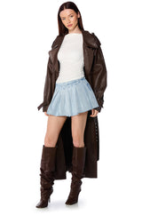 ARIA PLEATED DENIM MINI SKIRT