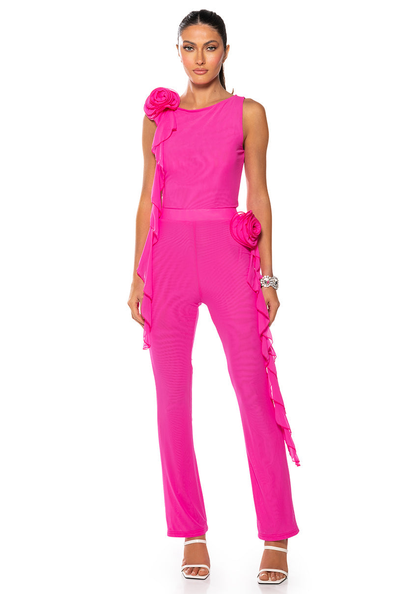 ARIANA FLOUNCED SLEEVELESS MESH TOP